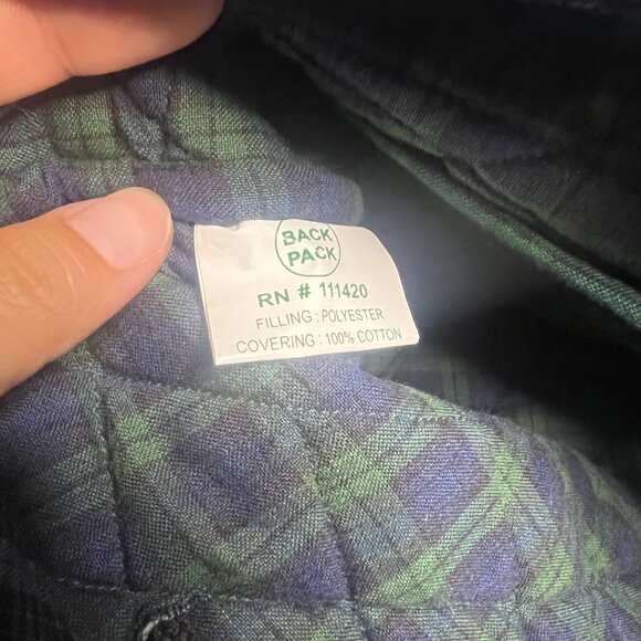 Irene's Quilts Rare Blue & Red Quilted Applique Fabric Medium Size Backpack 12" - Picture 9 of 10